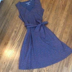 Toad&Co Cue Wrap Dress, Blue Shadow Fern Print, Small